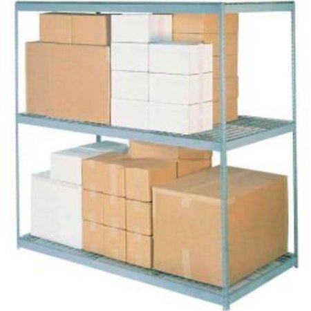 Global Equipment Wide Span Rack 96Wx24Dx96'H, 3 Shelves Wire Deck 800 Lb Cap. Per Level, Gray 716772
